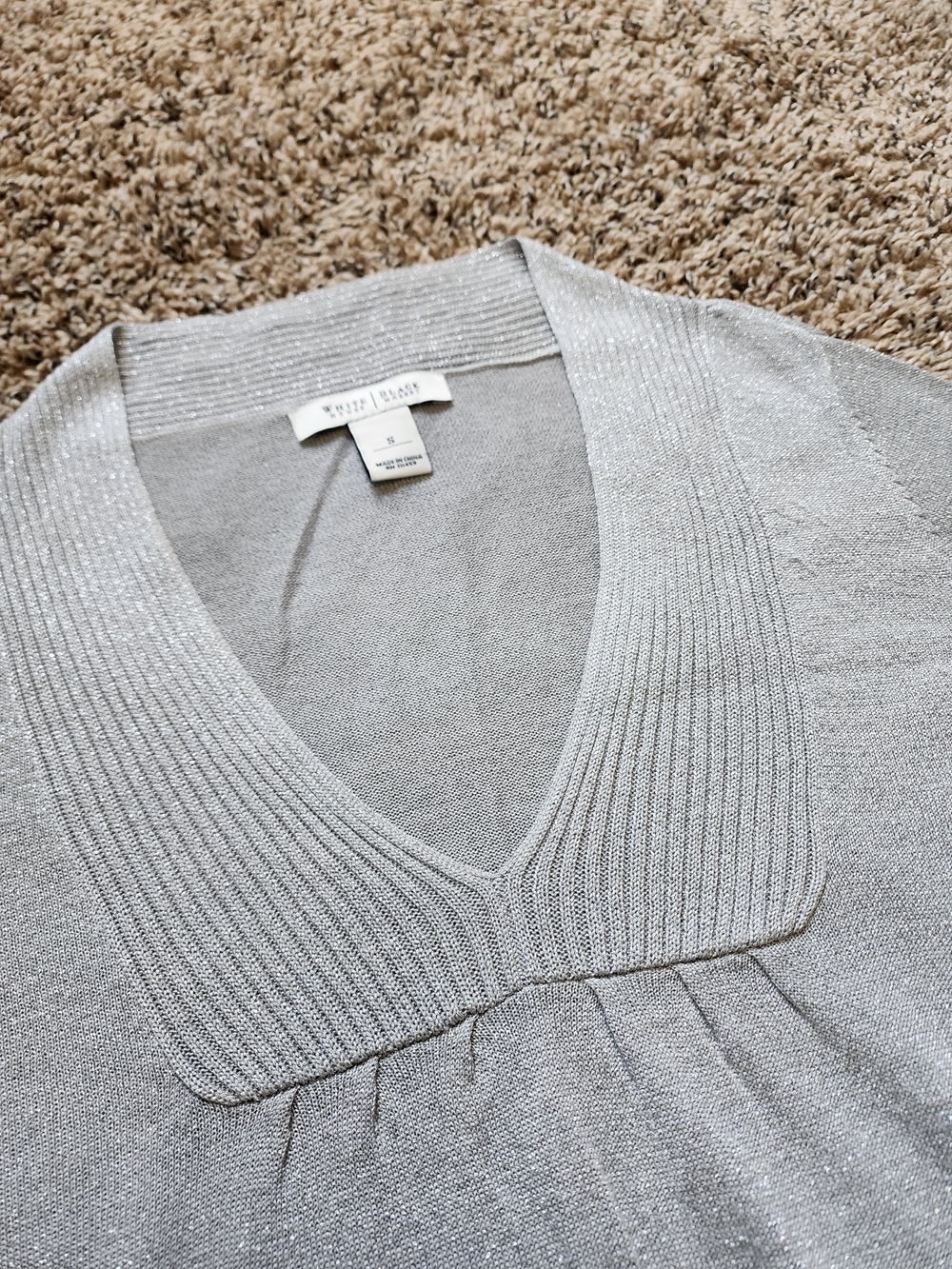 White House Black Market Light Gray V-Neck Tunic - Picture 2 of 5